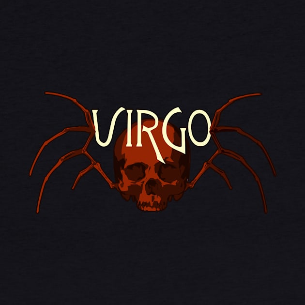 Red Virgo Virgin Skull with Skeleton Wings Zodiac Totem Shirt by RyanJGillDesigns